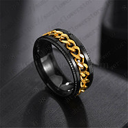 Stainless Steel Chains Rotating Finger Ring, Fidget Spinner Ring for Calming Worry Meditation, Golden, US Size 10(19.8mm)(PW-WG67706-38)