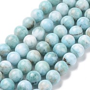 Natural Larimar Round Beads Strands, Grade AB, 8~8.5mm, Hole: 0.8mm, about 49pcs/strand, 15.51''(39.4cm)(G-O087-14-8mm)
