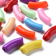 Opaque Acrylic Beads, Curved Tube, Mixed Color, 36x13.5x11.5mm, Hole: 4mm, about 133pcs/500g(MACR-S372-001B-S)