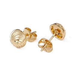 Rack Plating Brass Half Round with Vortex Stud Earrings for Women, Lead Free & Cadmium Free, Real 18K Gold Plated, 8mm, Pin: 0.7mm(EJEW-F294-02G)