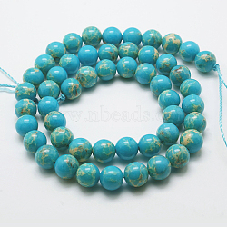 Synthetic Imperial Jasper Beads Strands, Dyed, Round, Cyan, 8mm, Hole: 1mm, about 48pcs/strand, 15.5 inch(G-H014-5-2)