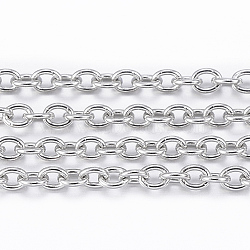 304 Stainless Steel Cable Chains, Soldered, with Spool, Oval, Stainless Steel Color, 2.5x2x0.5mm, about 32.8 Feet(10m)/roll(CHS-H009-27P)