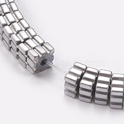 Electroplated Non-magnetic Synthetic Hematite Beads Strands, Striped Square, Platinum Plated, 4x4x2mm, Hole: 0.5mm, about 200pcs/strand, 15.7 inch(40cm)(G-P367-D08)