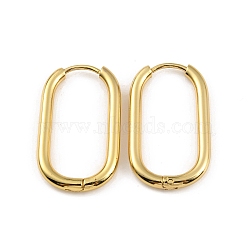 Ion Plating(IP) 304 Stainless Steel Oval Hoop Earrings, Real 18K Gold Plated, 26.5x16x2.5mm, Pin: 1mm(X-EJEW-M218-02B-G)