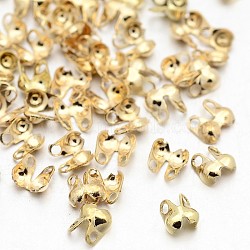 Brass Bead Tips, Calotte Ends, Clamshell Knot Cover, Golden, 4x2mm, Hole: 0.5mm(KK-L043-01)