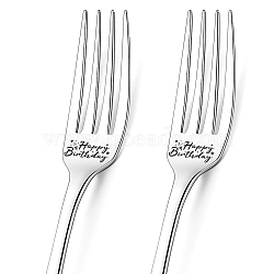 Globleland Word Pattern 304 Stainless Steel Fork, with Coated Paper Cutlery Storage Box, Birthday Themed Pattern, 200x24mm, Fork: 2pcs/box(AJEW-GL0001-17J)