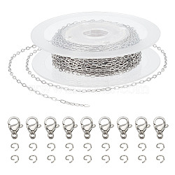 DIY Chain Bracelet Necklace Making Kit, Including 304 Stainless Steel Cable Chains & Jump Rings & Lobster Claw Clasps, Stainless Steel Color, Chain: 4x2mm, 10M/bag(DIY-AR0003-67B)