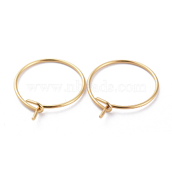 316 Surgical Stainless Steel Hoop Earring Findings, Ion Plating(IP) Wine Glass Charms Findings, Real 18K Gold Plated, 40x0.7mm, 21 Gauge(STAS-J025-01F-G02)