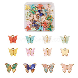 Craftdady 44Pcs 11 Colors Alloy Pendants, with Resin and Glitter Powder, Cadmium Free & Lead Free, Butterfly, Golden, Mixed Color, 4pcs/color(RESI-CD0001-03)