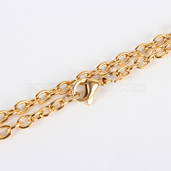 304 Stainless Steel Cable Chain Necklace Making, with Lobster Claw Clasps, Vacuum Plating, Golden, 23.6 inch(59.9cm)(STAS-P045-02G)