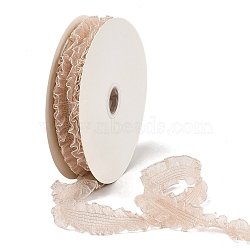 20 Yards Polyester Pleated Elastic Lace Trim, Ruffled Trimming for Bowknot Making, PeachPuff, 1-1/4 inch(33mm)(SRIB-M015-01F)