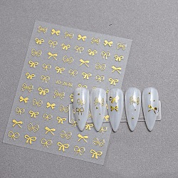 Bowknot Self Adhesive Nail Art Stickers, DIY Nail Art Decoration, Gold, 12.7x7.8cm(PW-WG37ABF-03)