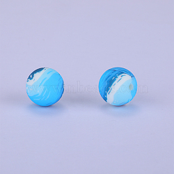 Printed Round Silicone Focal Beads, Steel Blue, 15x15mm, Hole: 2mm(SI-JX0056A-24)