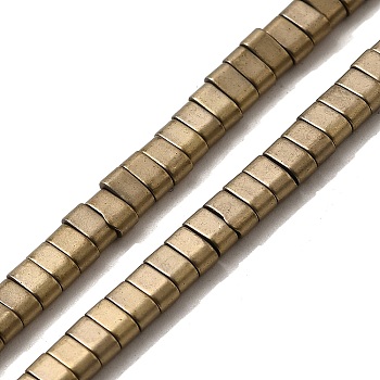 2-Hole Electroplated Synthetic Non-magnetic Hematite Beads Strands, Matte, Oval, Antique Bronze Plated, 4x2x2mm, Hole: 1mm, about 176pcs/strand, 15.75 inch(40cm)