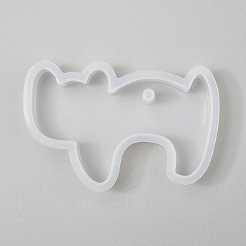Halloween DIY Cat Shape Pendant Silicone Molds, Resin Casting Molds, For UV Resin, Epoxy Resin Jewelry Making, White, 45x65x11mm, Hole: 3.5mm, Inner Size: 39x59mm