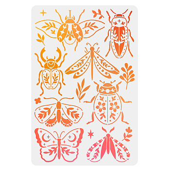 PET Hollow Out Drawing Painting Stencils, for DIY Scrapbook, Photo Album, Insect Pattern, 400x600mm