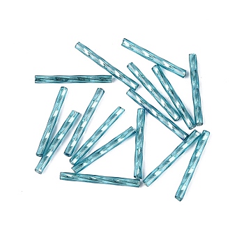 Baking Paint Glass Twist Bugle Beads, Round Hole, Cornflower Blue, 25~27x3mm, Hole: 1mm, 100pcs/bag
