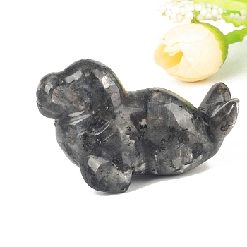 Natural Larvikite Carved Healing Sea Dog Figurines, Reiki Energy Stone Display Decorations, 50.8mm