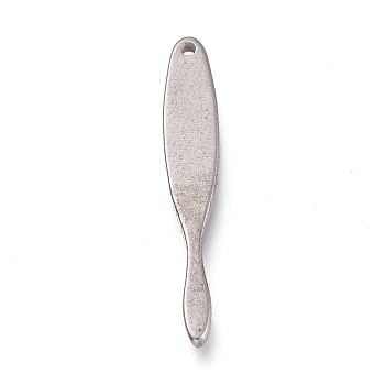 304 Stainless Steel Pendants, Stick, Stainless Steel Color, 24x4x1mm, Hole: 0.9mm
