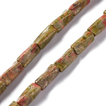 Natural Unakite Beads Strands, Twist Column, 19~21.5x8~9.5x8~9.5mm, Hole: 1.2mm, about 20pcs/strand, 15.67''~16.34''(39.8~41.5cm)