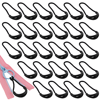 50Pcs PVC Zipper Sliders Pull, Black, 55x29x10.5mm