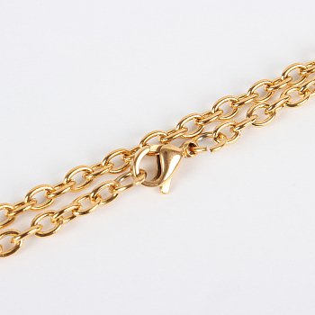 304 Stainless Steel Cable Chain Necklace Making, with Lobster Claw Clasps, Vacuum Plating, Golden, 23.6 inch(59.9cm)