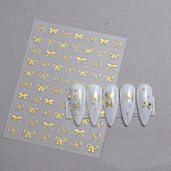 Bowknot Self Adhesive Nail Art Stickers, DIY Nail Art Decoration, Gold, 12.7x7.8cm