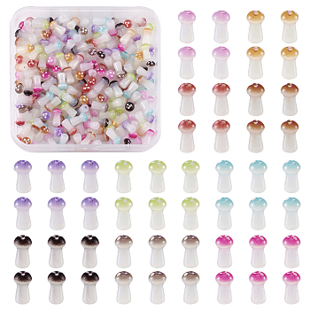 200Pcs 10 Colors Opaque Glass Beads, Mushroom, Mixed Color, 8x4.5mm, Hole: 1mm, 20pcs/color