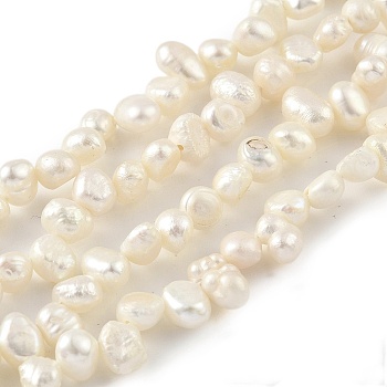 Natural Cultured Freshwater Pearl Beads Strands, Top Drilled, Two Sides Polished, Grade 3A, Old Lace, 5~5.5mm, Hole: 0.5mm, about 35pcs/strand, 6.89 inch(17.5cm)