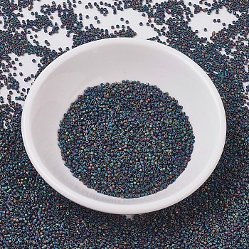 MIYUKI Delica Beads, Cylinder, Japanese Seed Beads, 11/0, (DB0871) Matte Black AB, 1.3x1.6mm, Hole: 0.8mm, about 10000pcs/bag, 50g/bag