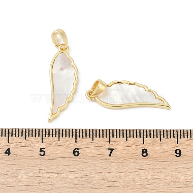 Brass Pave Natural White Shell Pendants(KK-R213-02G-02)-3