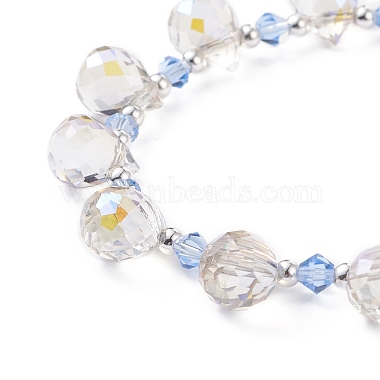 Imitation Austrian Crystal Glass Teardrop Beaded Bracelet(BJEW-TA00171-01)-4