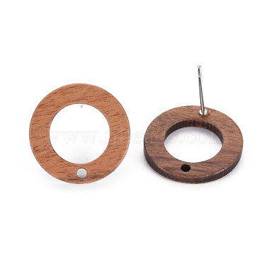 Walnut Wood Stud Earring(MAK-N032-035)-2