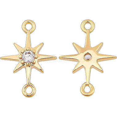 Real 18K Gold Plated Star Brass+Cubic Zirconia Links