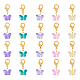 パンダホール エリート 60 個のカラフルな蝶のガラスのペンダントの装飾(HJEW-PH0001-65)-1