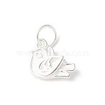 925 Sterling Silver Dove Charms, with 925 Stamp, Silver, 9.5x11.5x3.5mm, Hole: 4mm(STER-R012-02S)