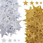 4 Bags 2 Colors EVA Self Adhesive Stickers, Star, with Glitter Powder, Mixed Color, 22~50x24~54x2mm, 70pcs/bag, 2bags/color(STIC-CP0001-23)
