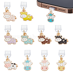 10Pcs Plastic Mobile Dustproof Plugs, with Alloy Enamel Pendants, Mixed Color, 30mm, 10pcs/set(HJEW-OC00146)