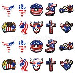 20Pcs 10 Styles Independence Day Silicone Focal Beads, Mixed Shapes, 18.5~30x17.5~30x7.5~8.5mm, Hole: 2~3.2mm, 2pcs/style(SIL-CJ0001-76)