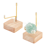 Square Wooden Crystal Rock Display Easels with Iron Holder, for Gemstone Agate Mineral Display, Platinum & Golden, 5.05x5.05x9cm(ODIS-WH0038-28A-G)