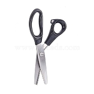 Stainless Steel Sewing Scissors, Fabrics, Leather, Dressmaking Pinking Shears Scissors, Round Edge, Black, 23.5x8.8cm, Round Cutting Teeth: 3mm(TOOL-WH0013-18-3mm)