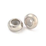 Brass Stopper Beads, with Silicone, Rondelle, Platinum, 7x3.5mm, Hole: 1.5mm(KK-K382-14B-P)