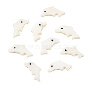 Natural Freshwater Shell Dolphin Beads, WhiteSmoke, 18x12x2mm, Hole: 0.5mm(SHEL-M021-07)