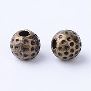 Tibetan Style Alloy Spacer Beads, Round, Cadmium Free & Nickel Free & Lead Free, Antique Bronze, 6x5mm, Hole: 1.5~2mm, about 1580pcs/1000g.(TIBE-Q063-66AB-NR)