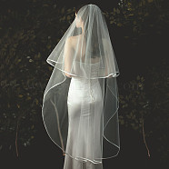 1.35M Double Layer Polyester Mesh Bridal Veil with Combs, for Women Wedding Party Decorations, White(PW-WG32118-01)