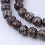 Natural Snowflake Obsidian Beads Strands, Round, 8~8.5mm, Hole: 1mm, about 47pcs/strand, 15.5 inch(X-G-Q462-8mm-37)