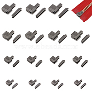 Elite 16 Sets 4 Styles Clothing Accessories, Zinc Alloy Zipper Repair Accessories 3#5#8#10# Insert Box and Pin Fix Retainer, Gunmetal, 8.5~17x5.5~12x4~6.5mm, Pin: 8.5~16.5x2~3.5x2~4mm, 2pcs/set, 4 sets/style(FIND-PH0020-13B)