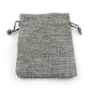 Polyester Imitation Burlap Packing Pouches Drawstring Bags, for Christmas, Wedding Party and DIY Craft Packing, Gray, 18x13cm(ABAG-R005-18x13-04)