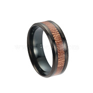 Titanium Steel Wide Band Finger Rings, with Acacia, Gunmetal, US Size 12 1/4(21.5mm)(RJEW-T005-12-10)