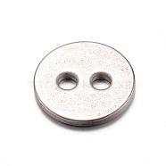 201 Stainless Steel Buttons, 2-Hole, Flat Round, Stainless Steel Color, 12x1mm, Hole: 2mm(STAS-D429-77)